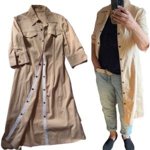 Cool fitted long Twill stretch jacket size M khaki beige color